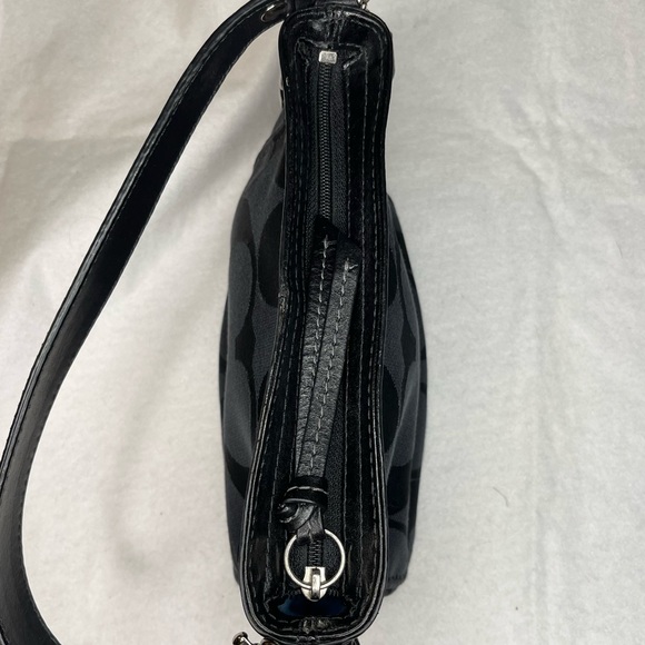 Coach Zoe Signature Top Handle Purse - Black Canvas/Leather, Blue Interior 🩵 - Picture 8 of 11